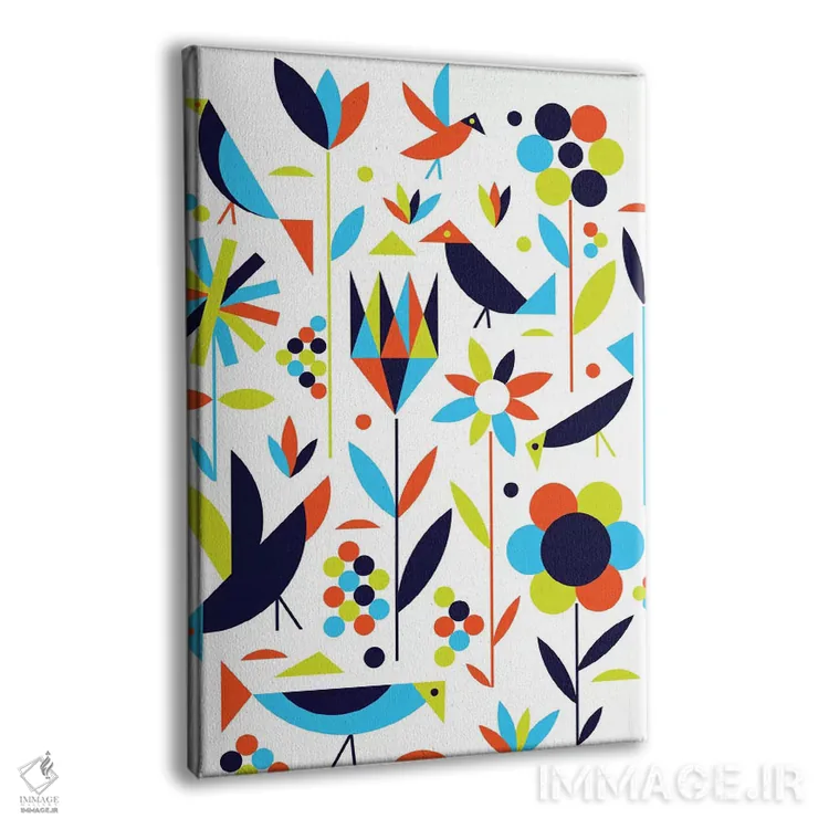 تابلو مدرن پرندگان و گل ها اثر گرگ مابلی - نمای پرسپکتیو محصول