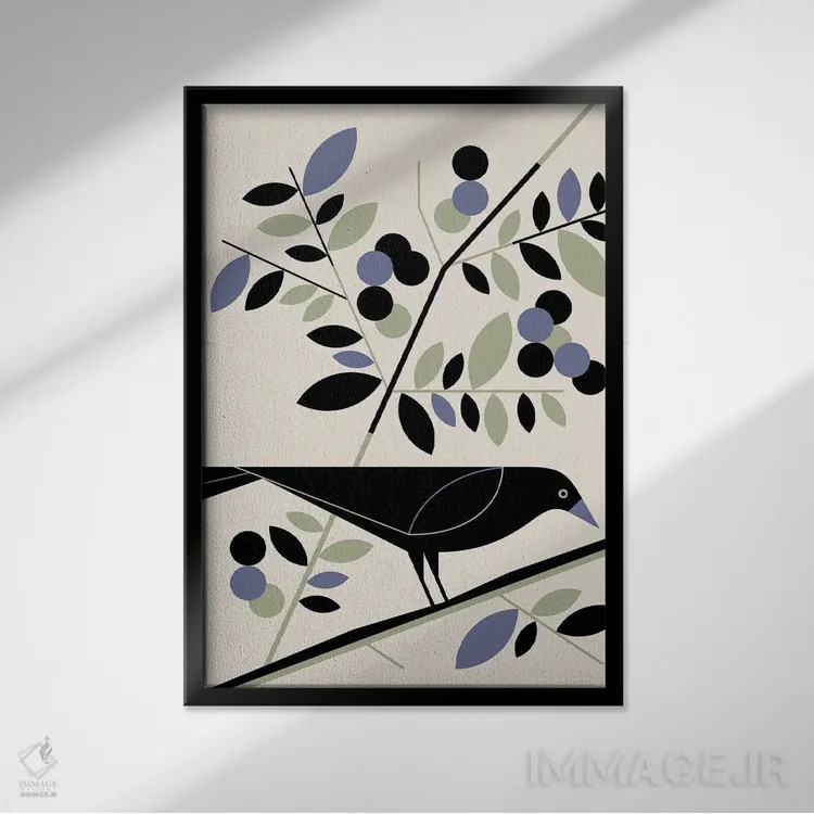 تابلو مینیمال غراب آمریکایی اثر گرگ مابلی - نمای قابدار مشکی