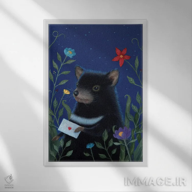 تابلو دکوراتیو نامه جینگو اثر جینا ماتارازو - نمای قابدار سفید