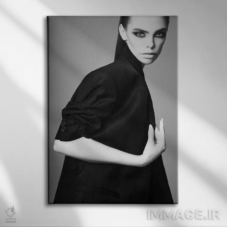 تابلو دکوراتیو پرتره مد بانوی زیبا ۶ اثر جورج مایر - نمای روبهرو روی دیوار