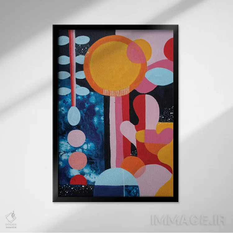 تابلو انتزاعی شب تابستان اثر سارا گون - نمای قابدار مشکی