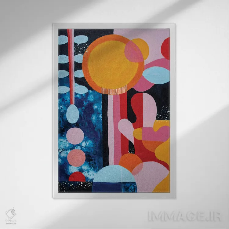 تابلو انتزاعی شب تابستان اثر سارا گون - نمای قابدار سفید