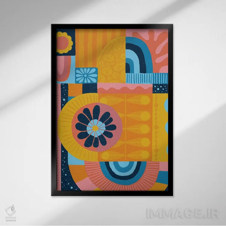 تابلو انتزاعی لحاف کیهانی اثر سارا گون - نمای قابدار مشکی