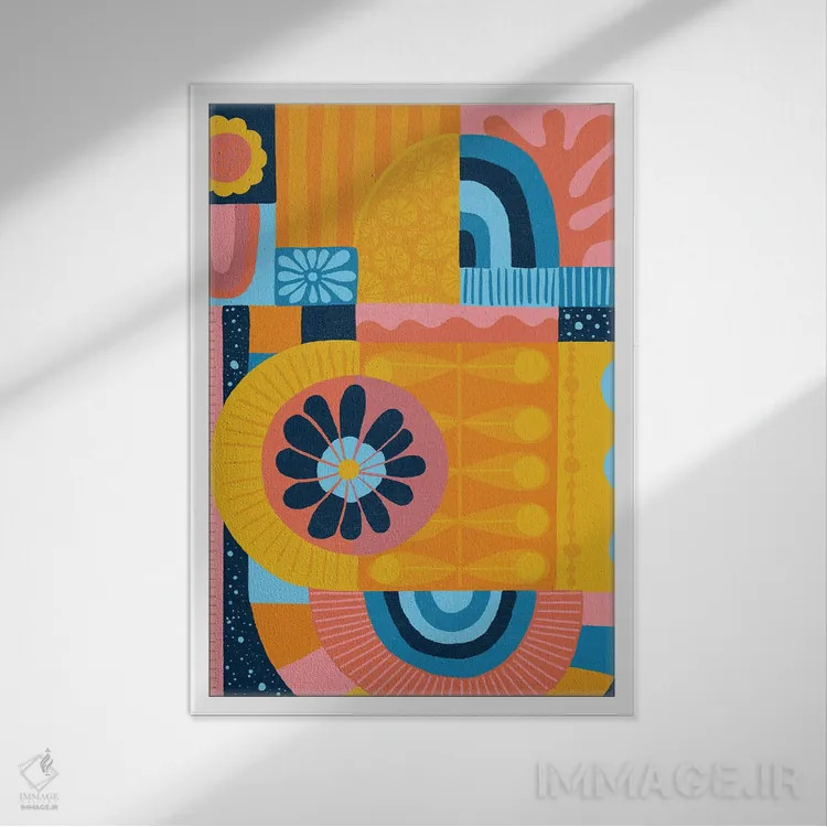 تابلو انتزاعی لحاف کیهانی اثر سارا گون - نمای قابدار سفید