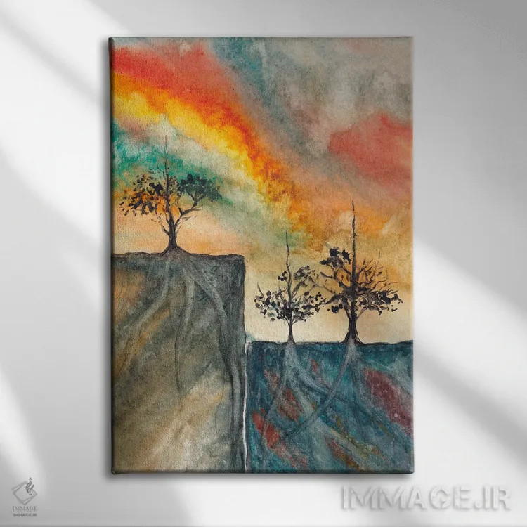 تابلو انتزاعی نقاشی منظره یکم اثر مارکو گونزالز - نمای روبهرو روی دیوار