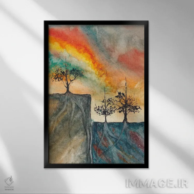تابلو انتزاعی نقاشی منظره یکم اثر مارکو گونزالز - نمای قابدار مشکی