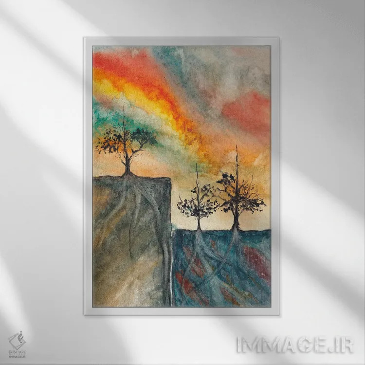 تابلو انتزاعی نقاشی منظره یکم اثر مارکو گونزالز - نمای قابدار سفید