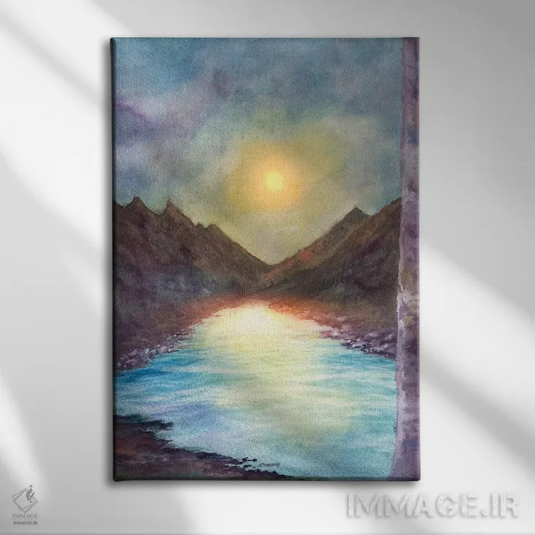 تابلو انتزاعی رودخانه اثر مارکو گونزالز - نمای روبهرو روی دیوار