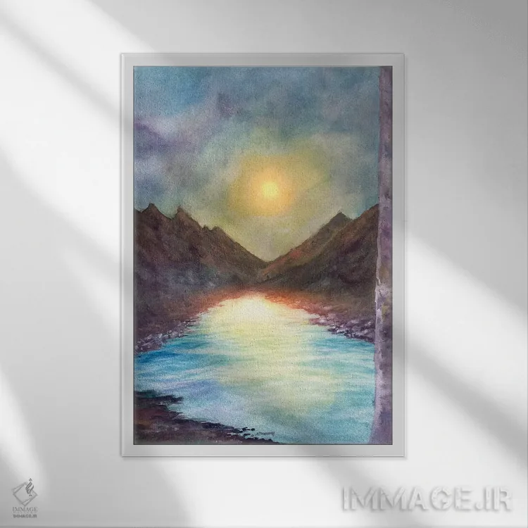 تابلو انتزاعی رودخانه اثر مارکو گونزالز - نمای قابدار سفید