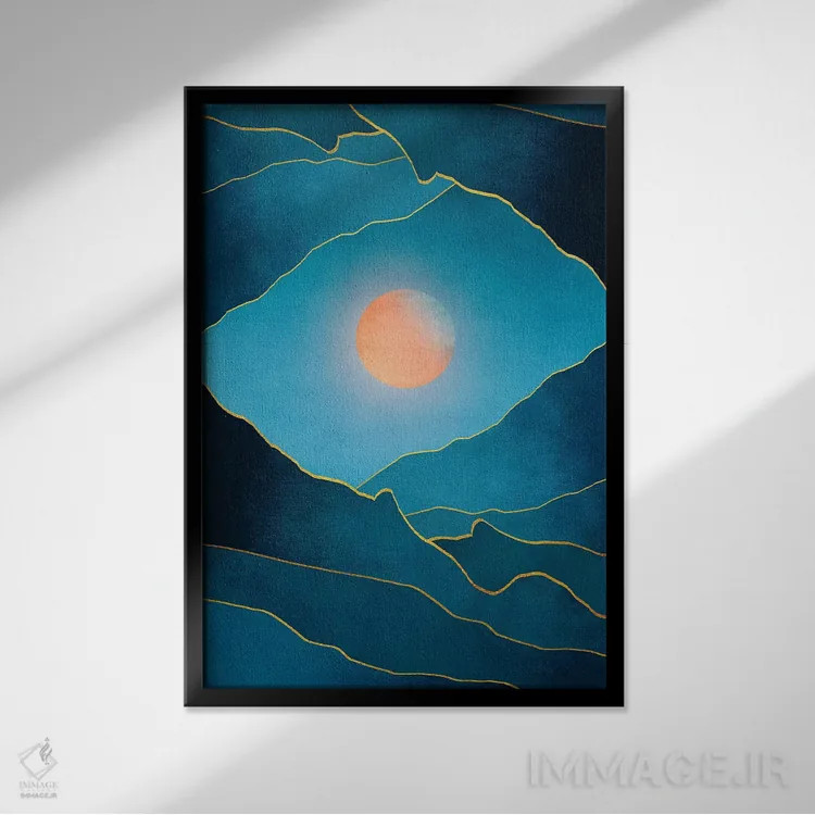 تابلو مینیمال غروب فراواقع گرایانه سوم اثر مارکو گونزالز - نمای قابدار مشکی
