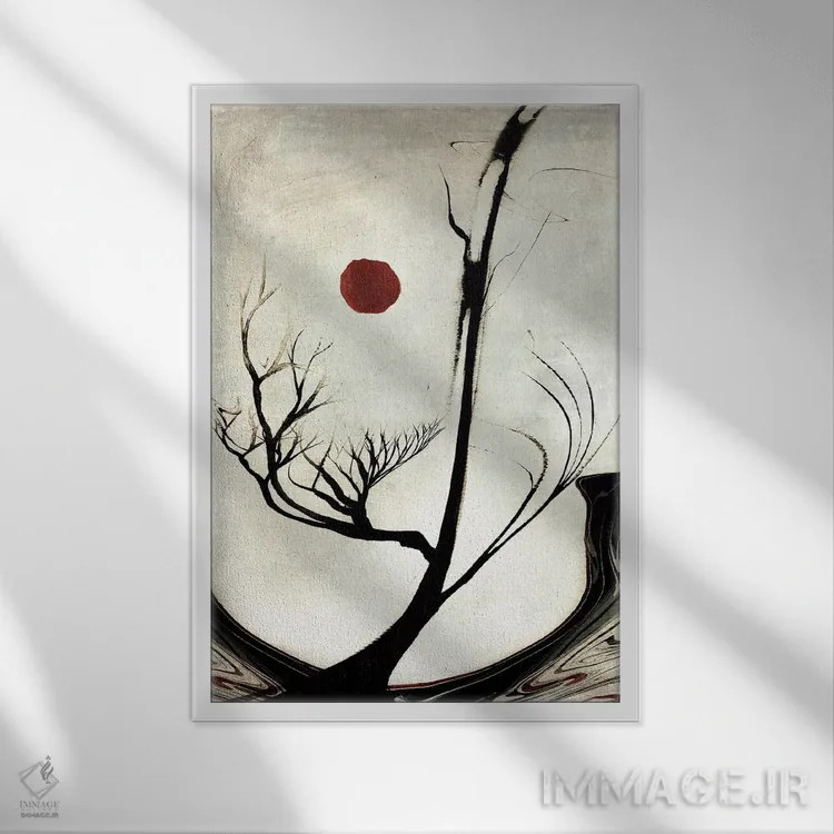 تابلو دکوراتیو درختان آبرنگی دوازدهم اثر مارکو گونزالز - نمای قابدار سفید