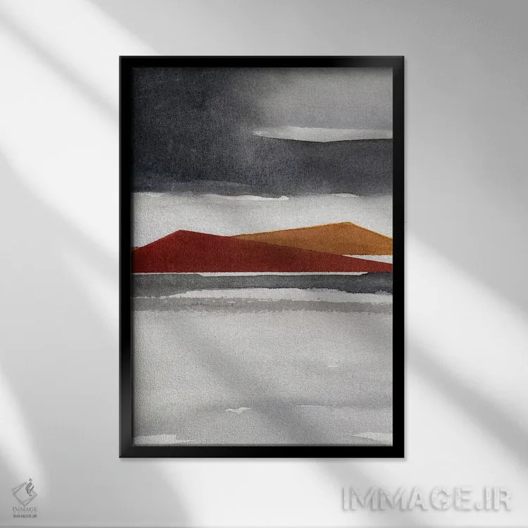 تابلو انتزاعی منظره انتزاعی آبرنگی سوم اثر مارکو گونزالز - نمای قابدار مشکی