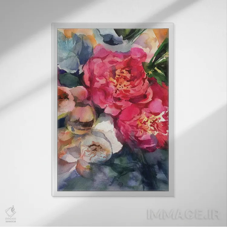 تابلو دکوراتیو پئونی زیبا اثر گوشیا گرگورچیک - نمای قابدار سفید