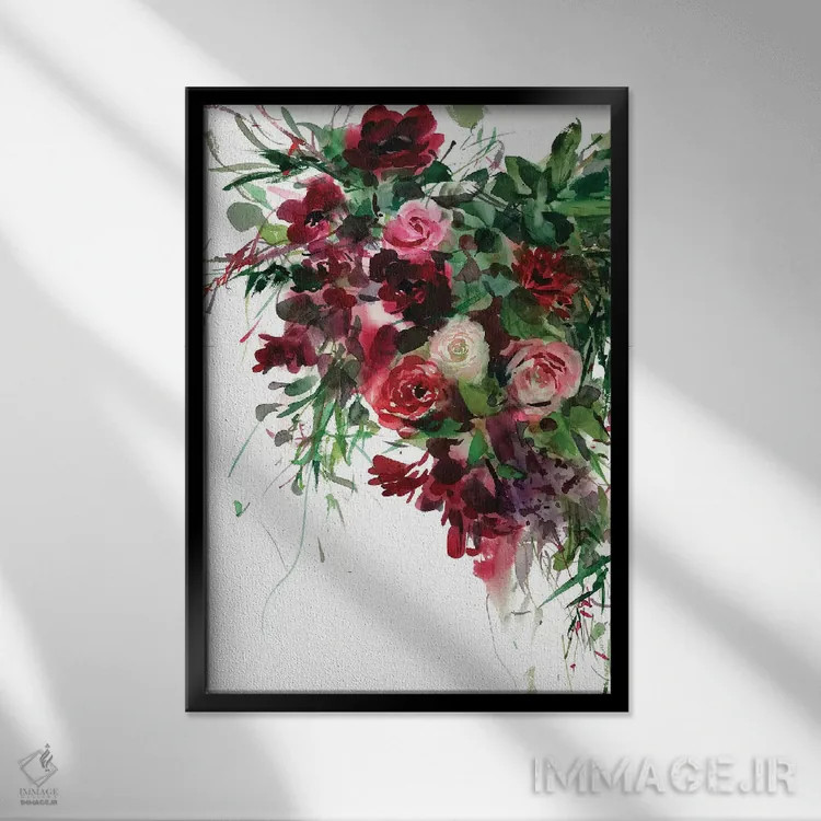 تابلو دکوراتیو برگاندی اثر گوشیا گرگورچیک - نمای قابدار مشکی
