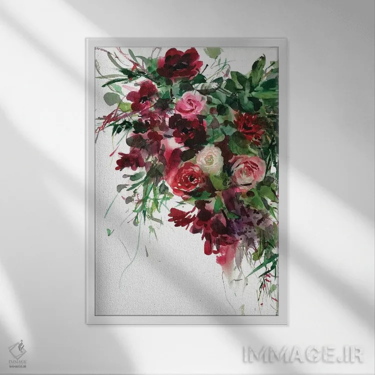 تابلو دکوراتیو برگاندی اثر گوشیا گرگورچیک - نمای قابدار سفید