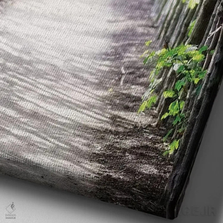 تابلو دکوراتیو مسیر پیاده روی در جنگل، نیوجرسی اثر جورج اوزه - نمای نزدیک بافت بوم