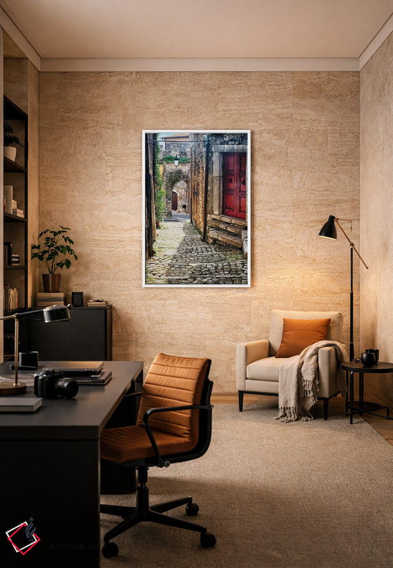 تابلو دکوراتیو خیابان باریک سنگفرش سرمونتا، ایتالیا اثر جورج اوزه - D5W