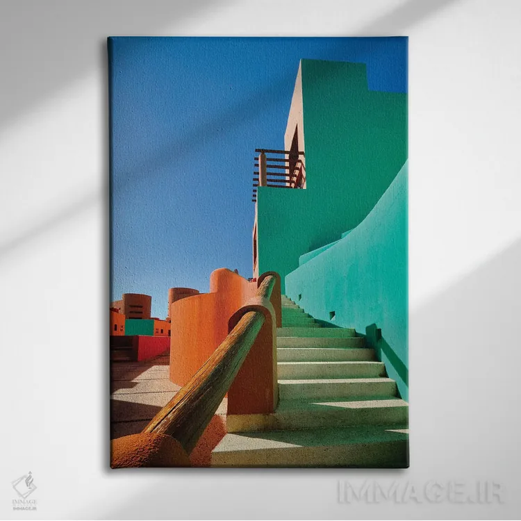 تابلو دکوراتیو اشکال رنگارنگ، کابو سان لوکاس، مکزیک اثر جورج اوزه - نمای روبهرو روی دیوار