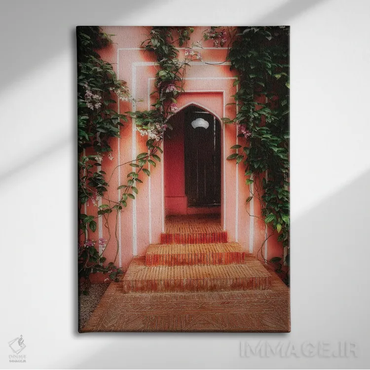 تابلو دکوراتیو در باغ، باغ هندی-ایرانی، دوک فارم، نیوجرسی اثر جورج اوزه - نمای روبهرو روی دیوار