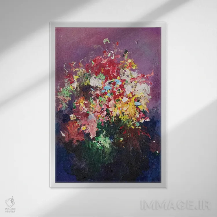 تابلو انتزاعی برایت گل آرزو دارم III اثر گزیـن پوستما - نمای قابدار سفید