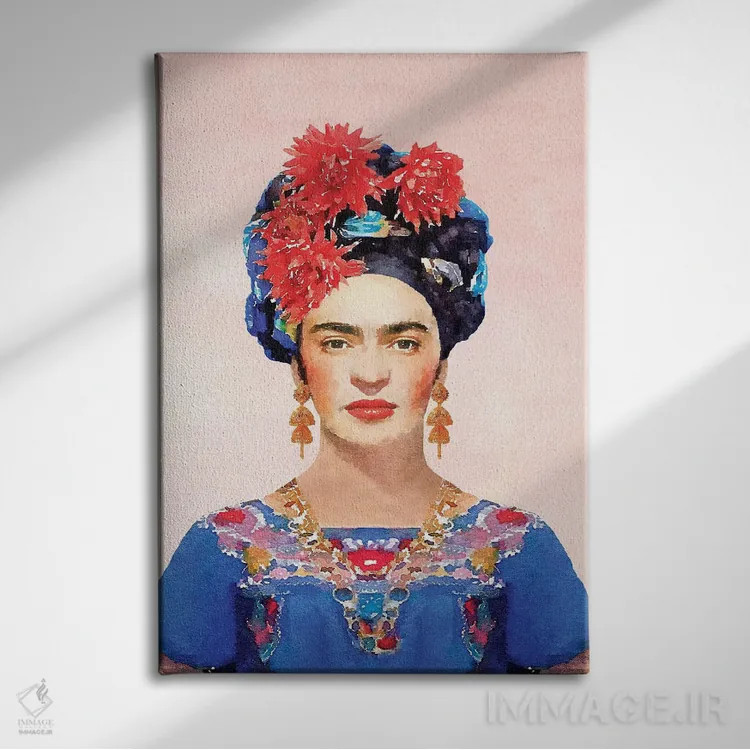 تابلو دکوراتیو فریدا سرمه ای اثر آماندا گرینوود - نمای روبهرو روی دیوار