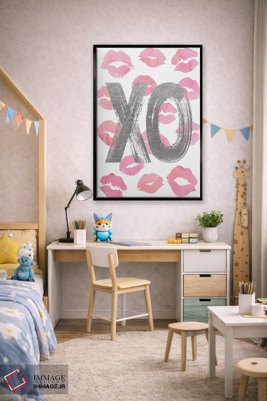 تابلو دکوراتیو عشق OX نقره ای صورتی اثر آماندا گرینوود - D2B