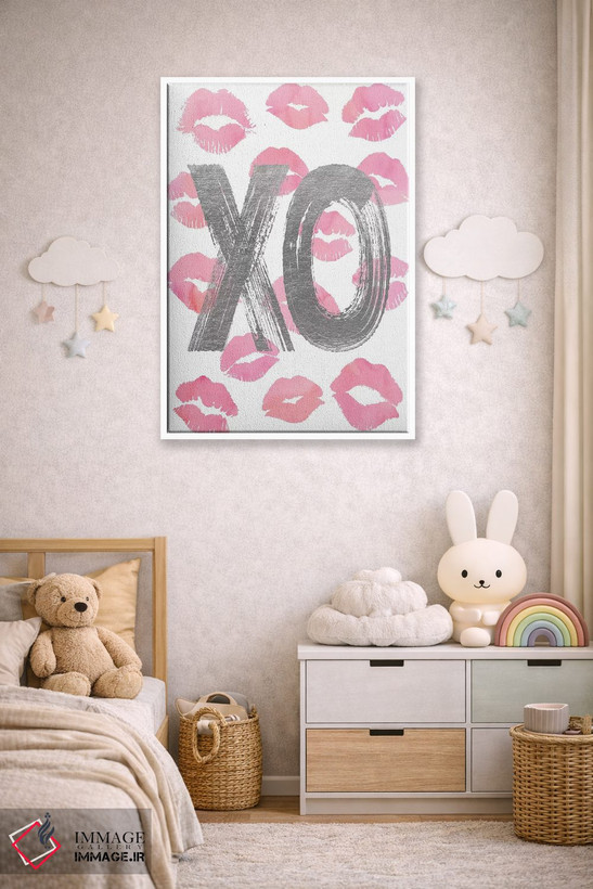 تابلو دکوراتیو عشق OX نقره ای صورتی اثر آماندا گرینوود - D3W