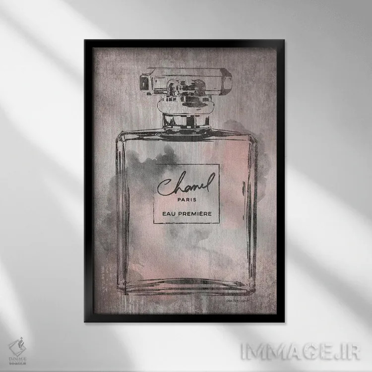 تابلو دکوراتیو Pink Grey Metallic Rose Gold,بطری عطر صورتی خاکستری متال… اثر آماندا گرینوود - نمای قابدار مشکی