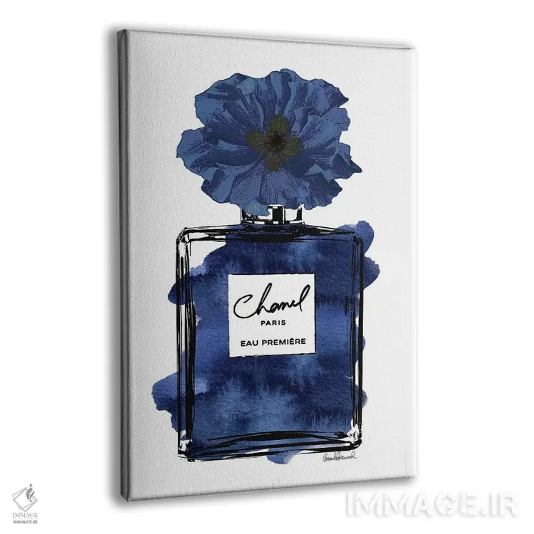 تابلو دکوراتیو عطر با گل مشکی و آبی اثر آماندا گرینوود - نمای پرسپکتیو محصول