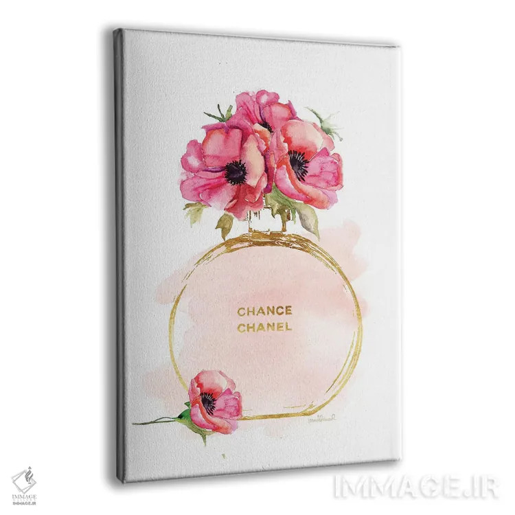 تابلو دکوراتیو بطری عطر گرد و شقایق ها اثر آماندا گرینوود - نمای پرسپکتیو محصول