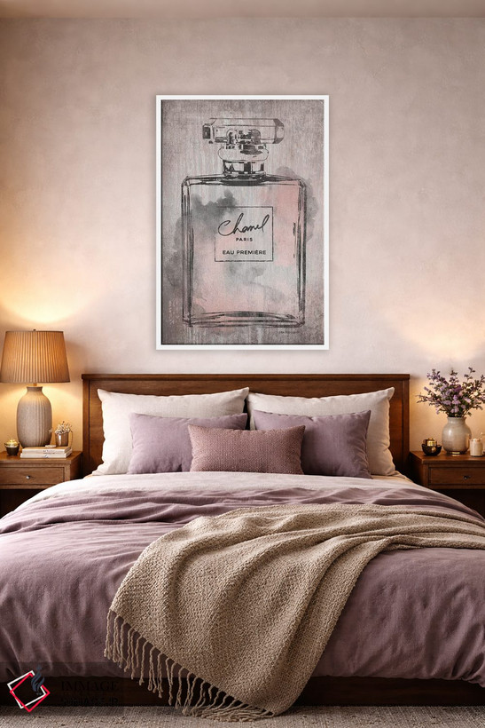 تابلو دکوراتیو Pink Grey Metallic Rose Gold,بطری عطر صورتی خاکستری متال… اثر آماندا گرینوود - D4W