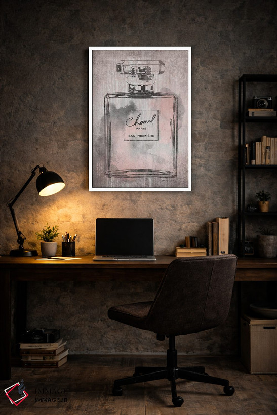 تابلو دکوراتیو Pink Grey Metallic Rose Gold,بطری عطر صورتی خاکستری متال… اثر آماندا گرینوود - D5W