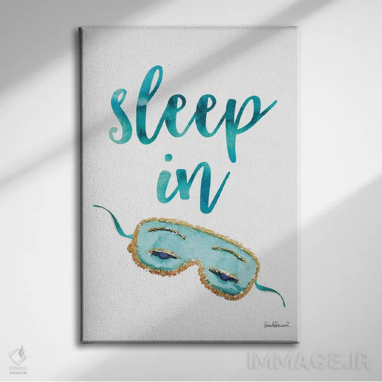 تابلو دکوراتیو Teal,چشم بند خواب به رنگ فیروزه ای اثر آماندا گرینوود - نمای روبهرو روی دیوار