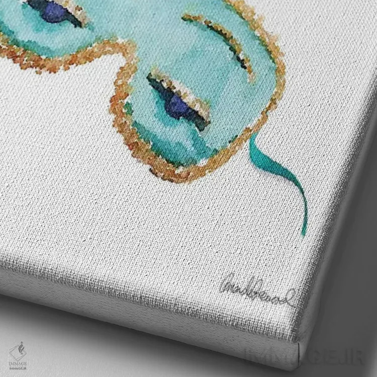 تابلو دکوراتیو Teal,چشم بند خواب به رنگ فیروزه ای اثر آماندا گرینوود - نمای نزدیک بافت بوم