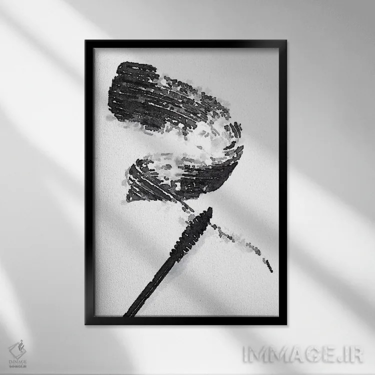 تابلو مینیمال لکه ریمل اثر آماندا گرینوود - نمای قابدار مشکی