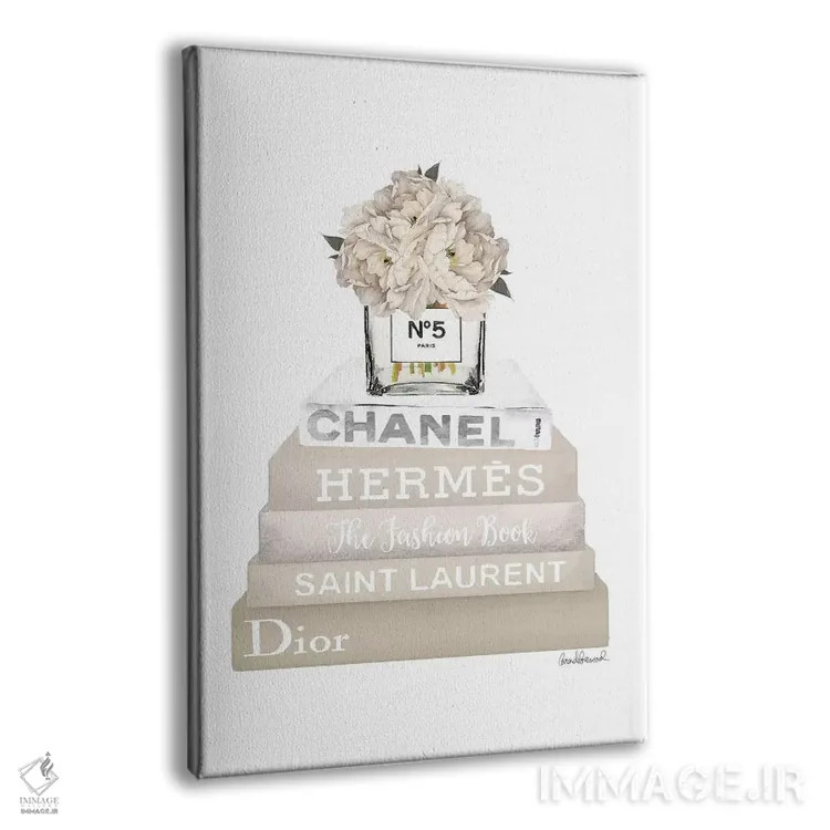 تابلو دکوراتیو Champagne, And Silver Bookstack Topped By Vase With Whit… اثر آماندا گرینوود - نمای پرسپکتیو محصول