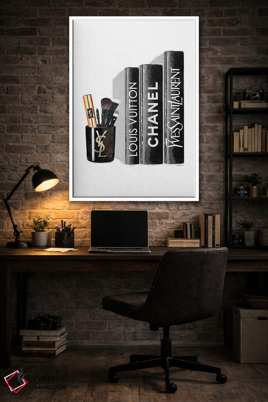 تابلو دکوراتیو کتاب ها با شمع YSL و براش ها اثر آماندا گرینوود - D2W