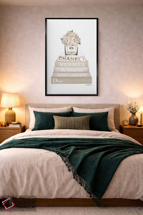تابلو دکوراتیو Champagne, And Gold Bookstack Topped By Vase With White… اثر آماندا گرینوود - D4B