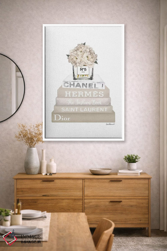 تابلو دکوراتیو Champagne, And Silver Bookstack Topped By Vase With Whit… اثر آماندا گرینوود - D1W
