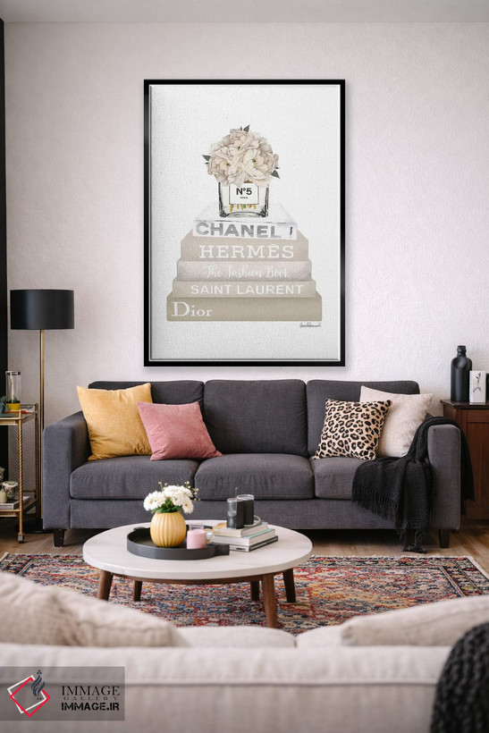 تابلو دکوراتیو Champagne, And Silver Bookstack Topped By Vase With Whit… اثر آماندا گرینوود - D2B