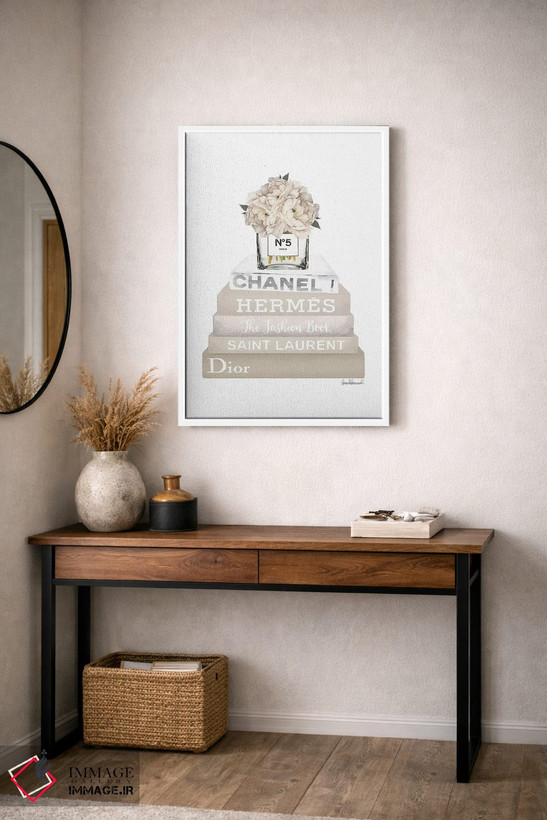 تابلو دکوراتیو Champagne, And Silver Bookstack Topped By Vase With Whit… اثر آماندا گرینوود - D3W