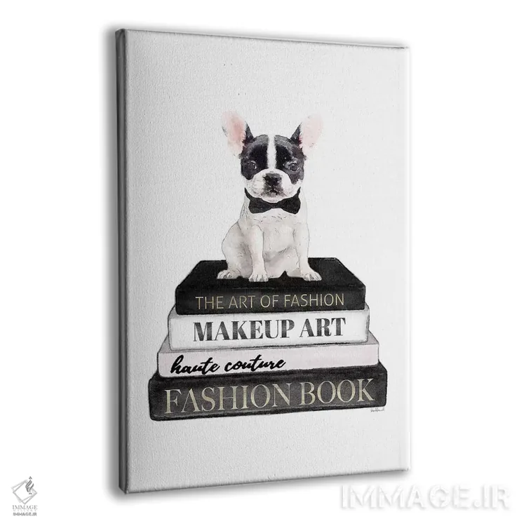 تابلو دکوراتیو Grey, B&W Frenchie,کتاب های مد خاکستری و فرنچ بولداگ سیا… اثر آماندا گرینوود - نمای پرسپکتیو محصول