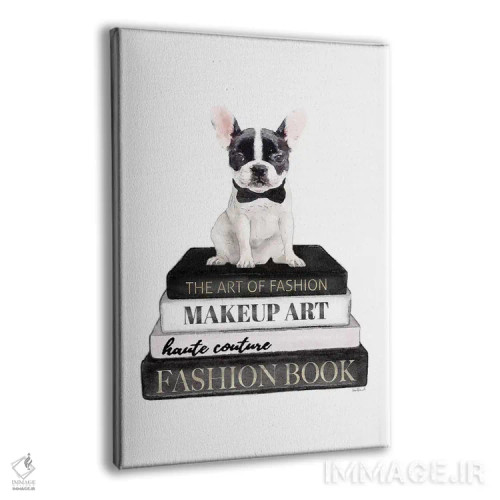 تابلو دکوراتیو Grey, B&W Frenchie,کتاب های مد خاکستری و فرنچ بولداگ سیا… اثر آماندا گرینوود - نمای پرسپکتیو محصول
