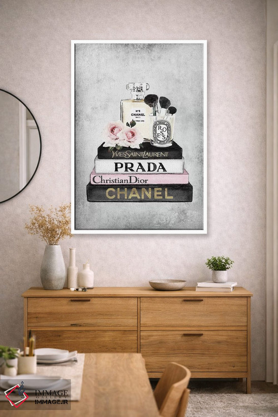 تابلو دکوراتیو Pink, Makeup Set, Grey Grunge,کتاب های مد صورتی، ست آرای… اثر آماندا گرینوود - D2W