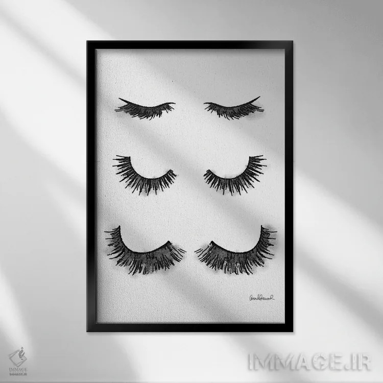 تابلو دکوراتیو ست مژه اثر آماندا گرینوود - نمای قابدار مشکی