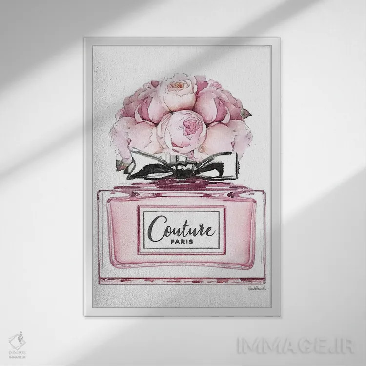 تابلو دکوراتیو Pink With Roses,عطر کوتاه، صورتی با گل رز اثر آماندا گرینوود - نمای قابدار سفید