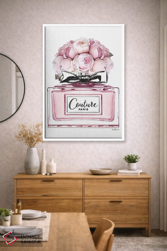 تابلو دکوراتیو Pink With Roses,عطر کوتاه، صورتی با گل رز اثر آماندا گرینوود - D1W