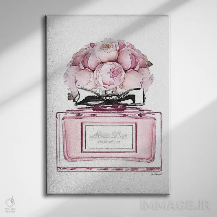 تابلو دکوراتیو Pink With Roses,عطر کوتاه، صورتی با گل رز اثر آماندا گرینوود - نمای روبهرو روی دیوار