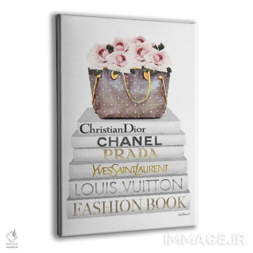 تابلو دکوراتیو Bag Filled With Roses,کتاب های سفید، کیف پر از گل رز اثر آماندا گرینوود - نمای پرسپکتیو محصول