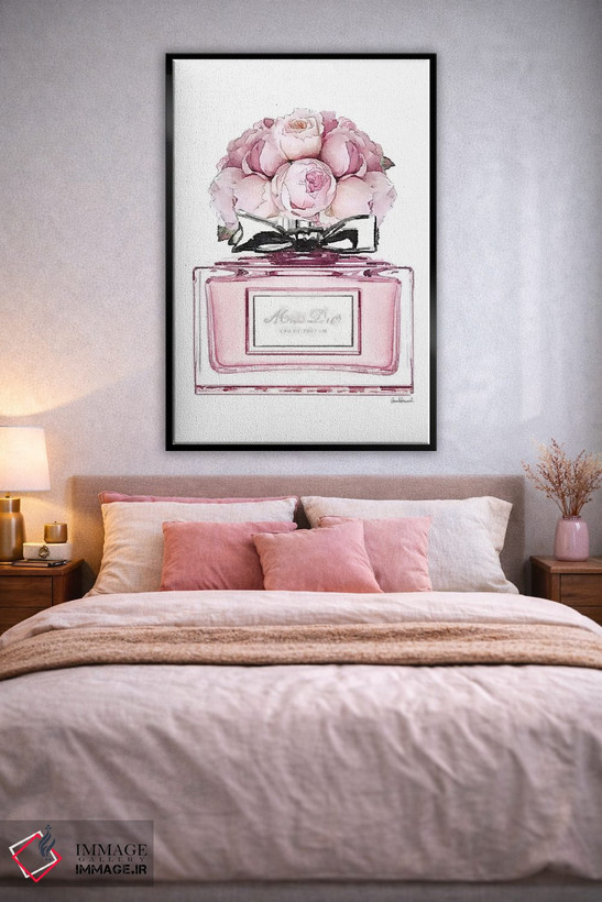 تابلو دکوراتیو Pink With Roses,عطر کوتاه، صورتی با گل رز اثر آماندا گرینوود - D1B